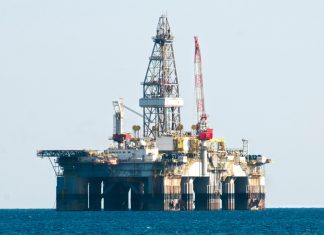 Oil Rig Drilling Platform in mediterranean sea