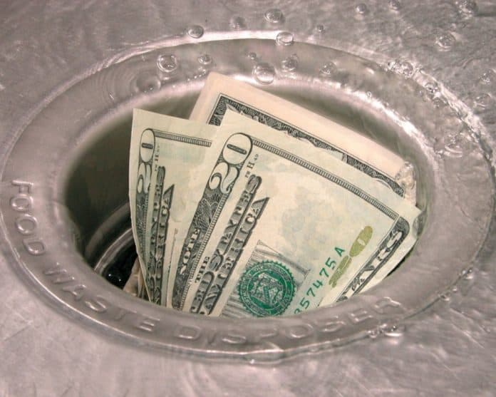 money down the drain