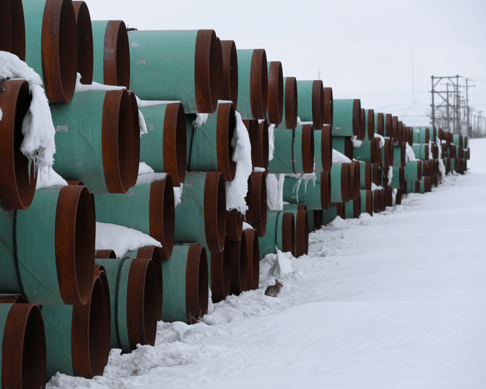 A depot used to store pipes for Transcanada Corp's planned Keystone XL oil pipeline is seen in Gascoyne, North Dakota, January 25, 2017. REUTERS/Terray Sylvester
